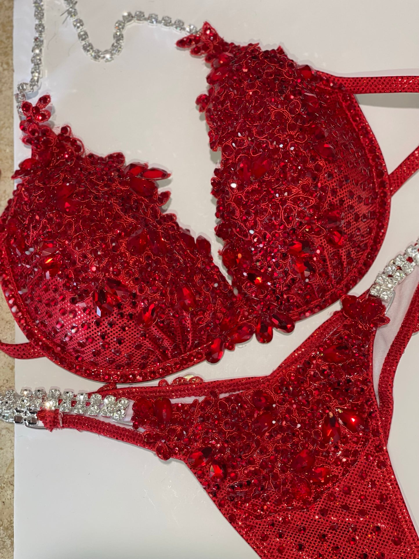 COMPETITION BIKINIS IN RED FABRIC