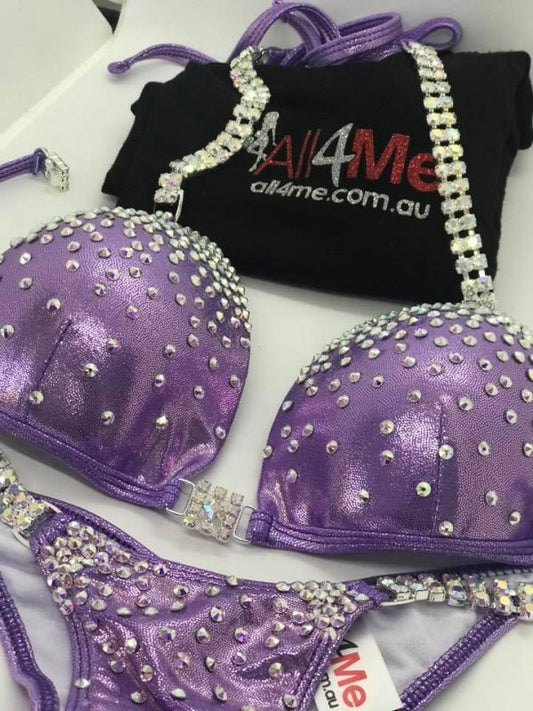 COMPETITION BIKINIS IN PURPLE FABRICS