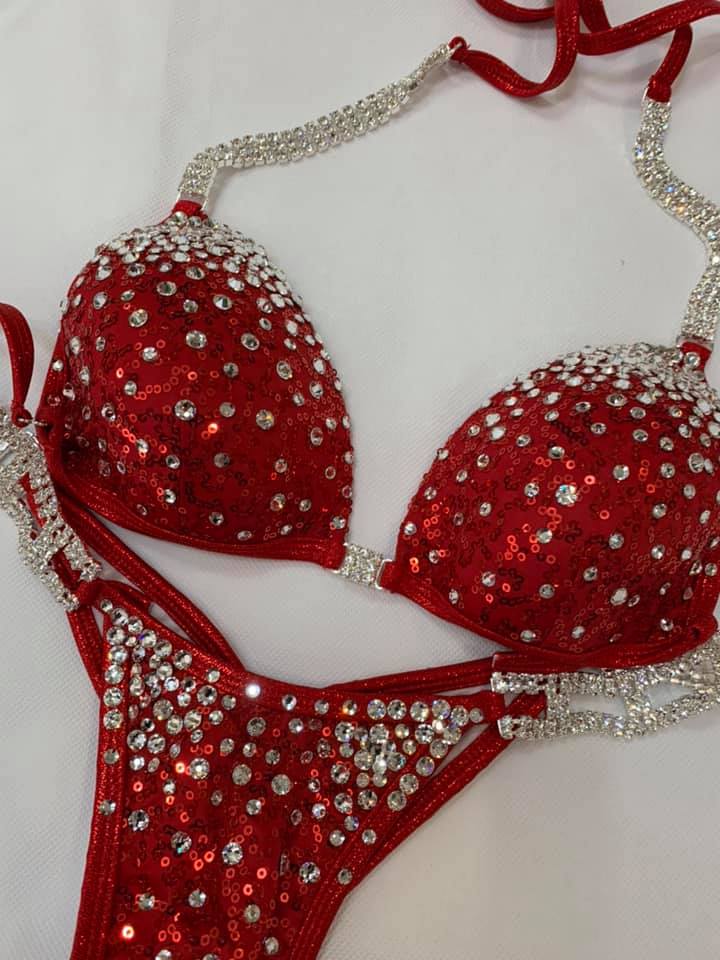 COMPETITION BIKINIS IN RED FABRIC