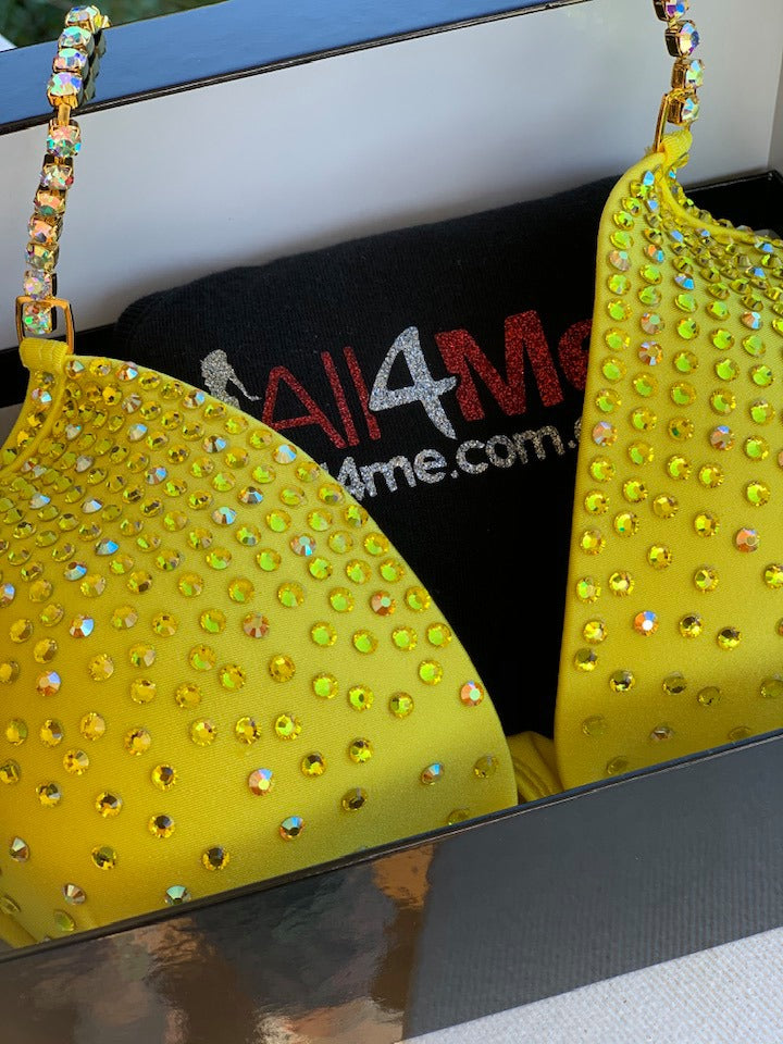 COMPETITION BIKINIS IN YELLOW FABRICS