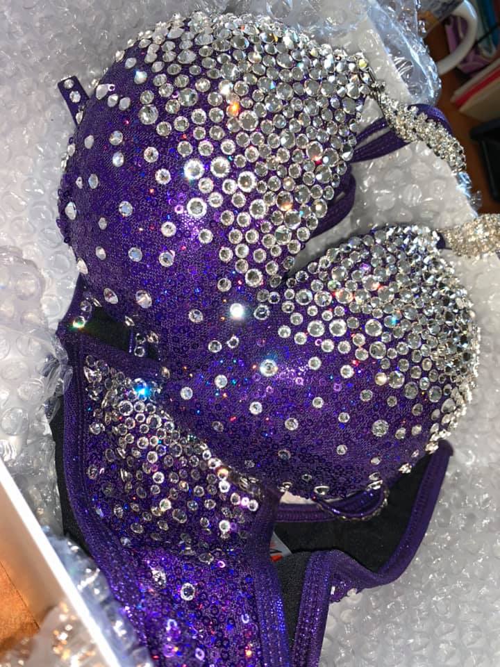 COMPETITION BIKINIS IN PURPLE FABRICS