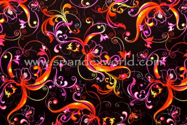 Black/Orange/Pink Floral / #10564