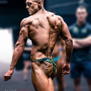 BODY BUILDING TRUNKS IN WHITE/SILVER FABRICS
