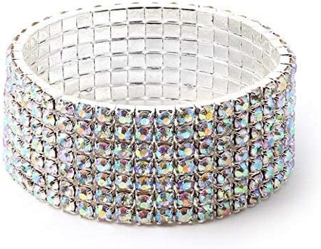 SILVER AB CRYSTAL STRETCH BRACELET