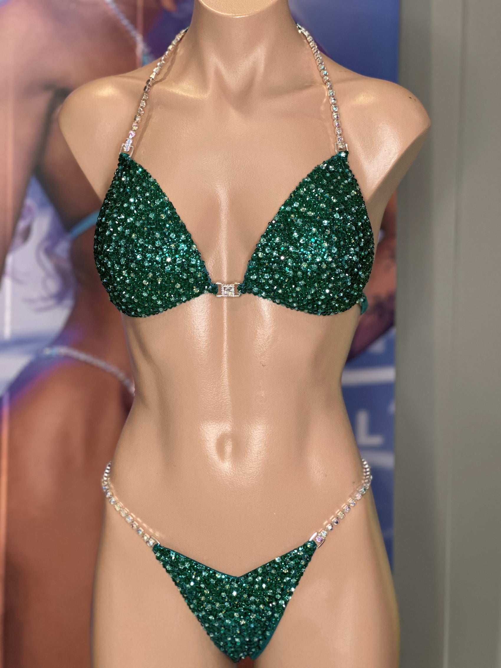 FULLY CRYSTALISED EMERALD BIKINI