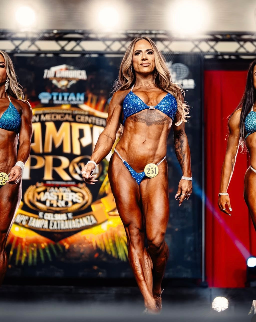 COMPETITION BIKINIS IN BLUE FABRICS