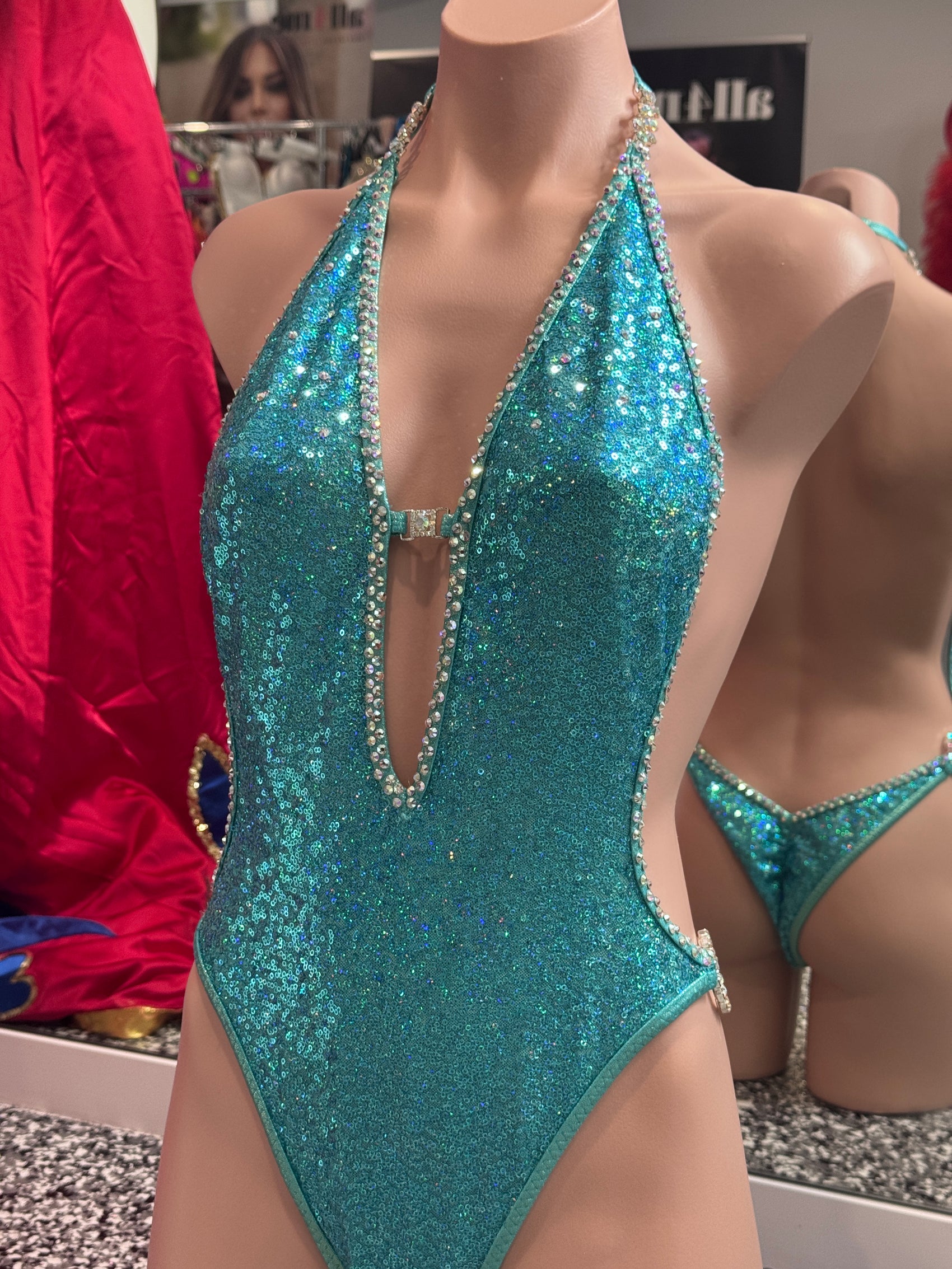 AQUA SEQUIN ONEPIECE