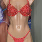 COMPETITION BIKINIS IN CORAL/ORANGE/COPPER FABRICS