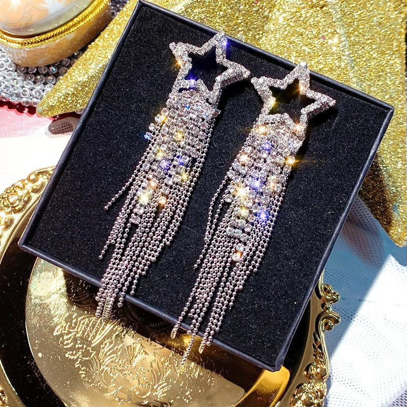 STAR EARRINGS (SILVER CRYSTAL)